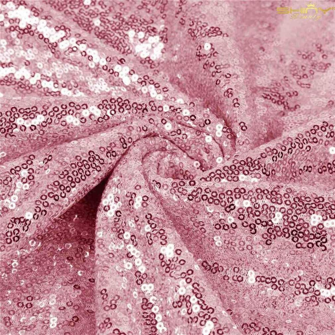 1 Yard Rose Gold Glitter Sequin Fabric 52" Width Polyester for DIY Sewing, Table Linen, Runner & Tablecloth